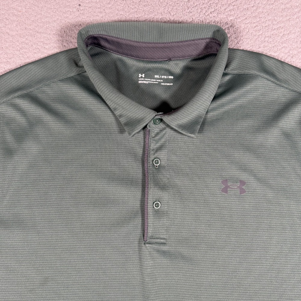 Under Armour Shirt Mens 3XL Green Golf Performance Polo Casual Preppy Heatgear